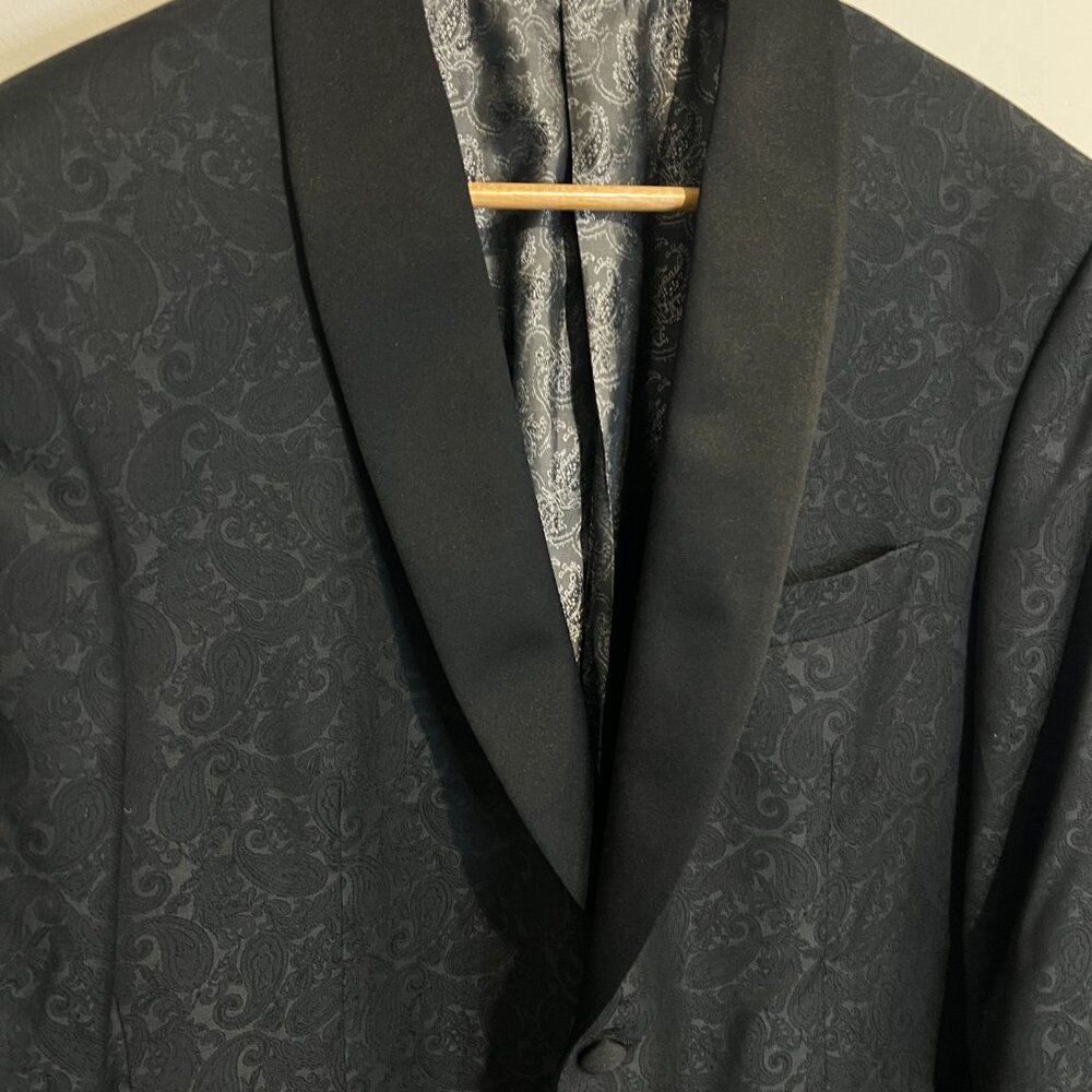 COPPLEY Black Paisley Shawl Collar Single Button Tuxedo Blazer Jacket 42 Regular
